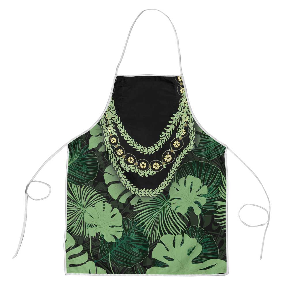 Green Hawaii Kukui Nut Lei Apron Hawaiian Pattern Monstera Tropical Vibes LT14 Green - Polynesian Pride