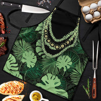 Green Hawaii Kukui Nut Lei Apron Hawaiian Pattern Monstera Tropical Vibes LT14 Green - Polynesian Pride