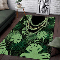 Green Hawaii Kukui Nut Lei Area Rug Hawaiian Pattern Monstera Tropical Vibes LT14 Green - Polynesian Pride