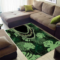 Green Hawaii Kukui Nut Lei Area Rug Hawaiian Pattern Monstera Tropical Vibes LT14 - Polynesian Pride