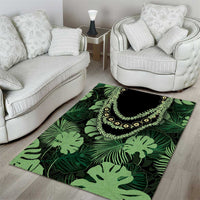 Green Hawaii Kukui Nut Lei Area Rug Hawaiian Pattern Monstera Tropical Vibes LT14 - Polynesian Pride