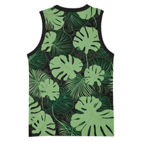 Green Hawaii Kukui Nut Lei Basketball Jersey Hawaiian Pattern Monstera Tropical Vibes LT14 - Polynesian Pride