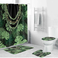 Green Hawaii Kukui Nut Lei Bathroom Set Hawaiian Pattern Monstera Tropical Vibes LT14 Bathroom Set (4 pcs) Green - Polynesian Pride