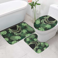 Green Hawaii Kukui Nut Lei Bathroom Set Hawaiian Pattern Monstera Tropical Vibes LT14 - Polynesian Pride