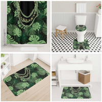 Green Hawaii Kukui Nut Lei Bathroom Set Hawaiian Pattern Monstera Tropical Vibes LT14 - Polynesian Pride