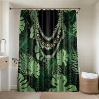 Green Hawaii Kukui Nut Lei Bathroom Set Hawaiian Pattern Monstera Tropical Vibes LT14 Shower Curtain Only Green - Polynesian Pride