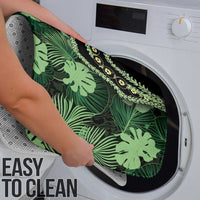Green Hawaii Kukui Nut Lei Bathroom Set Hawaiian Pattern Monstera Tropical Vibes LT14 - Polynesian Pride