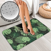 Green Hawaii Kukui Nut Lei Bathroom Set Hawaiian Pattern Monstera Tropical Vibes LT14 - Polynesian Pride