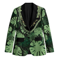Green Hawaii Kukui Nut Lei Blazer Hawaiian Pattern Monstera Tropical Vibes LT14 Unisex Green - Polynesian Pride
