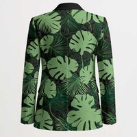 Green Hawaii Kukui Nut Lei Blazer Hawaiian Pattern Monstera Tropical Vibes LT14 - Polynesian Pride