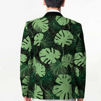 Green Hawaii Kukui Nut Lei Blazer Hawaiian Pattern Monstera Tropical Vibes LT14 - Polynesian Pride