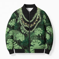 Green Hawaii Kukui Nut Lei Bomber Puffer Jacket Hawaiian Pattern Monstera Tropical Vibes LT14 Unisex Green - Polynesian Pride