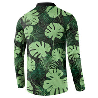Green Hawaii Kukui Nut Lei Button Sweatshirt Hawaiian Pattern Monstera Tropical Vibes LT14 - Polynesian Pride