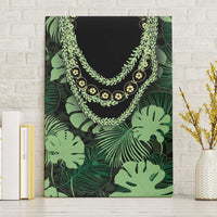 Green Hawaii Kukui Nut Lei Canvas Wall Art Hawaiian Pattern Monstera Tropical Vibes LT14 Without Frame Green - Polynesian Pride