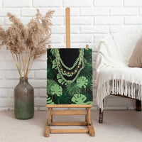 Green Hawaii Kukui Nut Lei Canvas Wall Art Hawaiian Pattern Monstera Tropical Vibes LT14 - Polynesian Pride