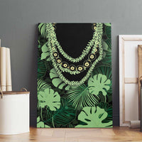 Green Hawaii Kukui Nut Lei Canvas Wall Art Hawaiian Pattern Monstera Tropical Vibes LT14 - Polynesian Pride