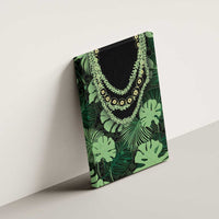 Green Hawaii Kukui Nut Lei Canvas Wall Art Hawaiian Pattern Monstera Tropical Vibes LT14 - Polynesian Pride