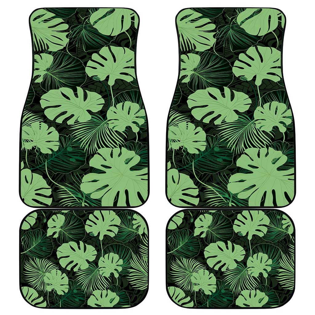 Green Hawaii Kukui Nut Lei Car Mats Hawaiian Pattern Monstera Tropical Vibes LT14 - Polynesian Pride
