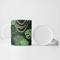 Green Hawaii Kukui Nut Lei Ceramic Mug Hawaiian Pattern Monstera Tropical Vibes LT14 - Polynesian Pride