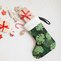 Green Hawaii Kukui Nut Lei Christmas Stocking Hawaiian Pattern Monstera Tropical Vibes LT14 - Polynesian Pride