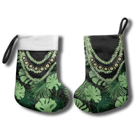 Green Hawaii Kukui Nut Lei Christmas Stocking Hawaiian Pattern Monstera Tropical Vibes LT14 - Polynesian Pride