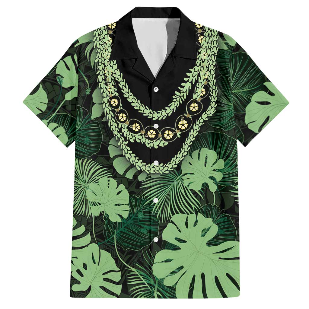 Green Hawaii Kukui Nut Lei Hawaiian Shirt Hawaiian Pattern Monstera Tropical Vibes LT14 Green - Polynesian Pride
