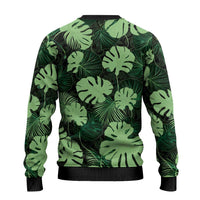 Green Hawaii Kukui Nut Lei Ugly Christmas Sweater Hawaiian Pattern Monstera Tropical Vibes LT14 - Polynesian Pride