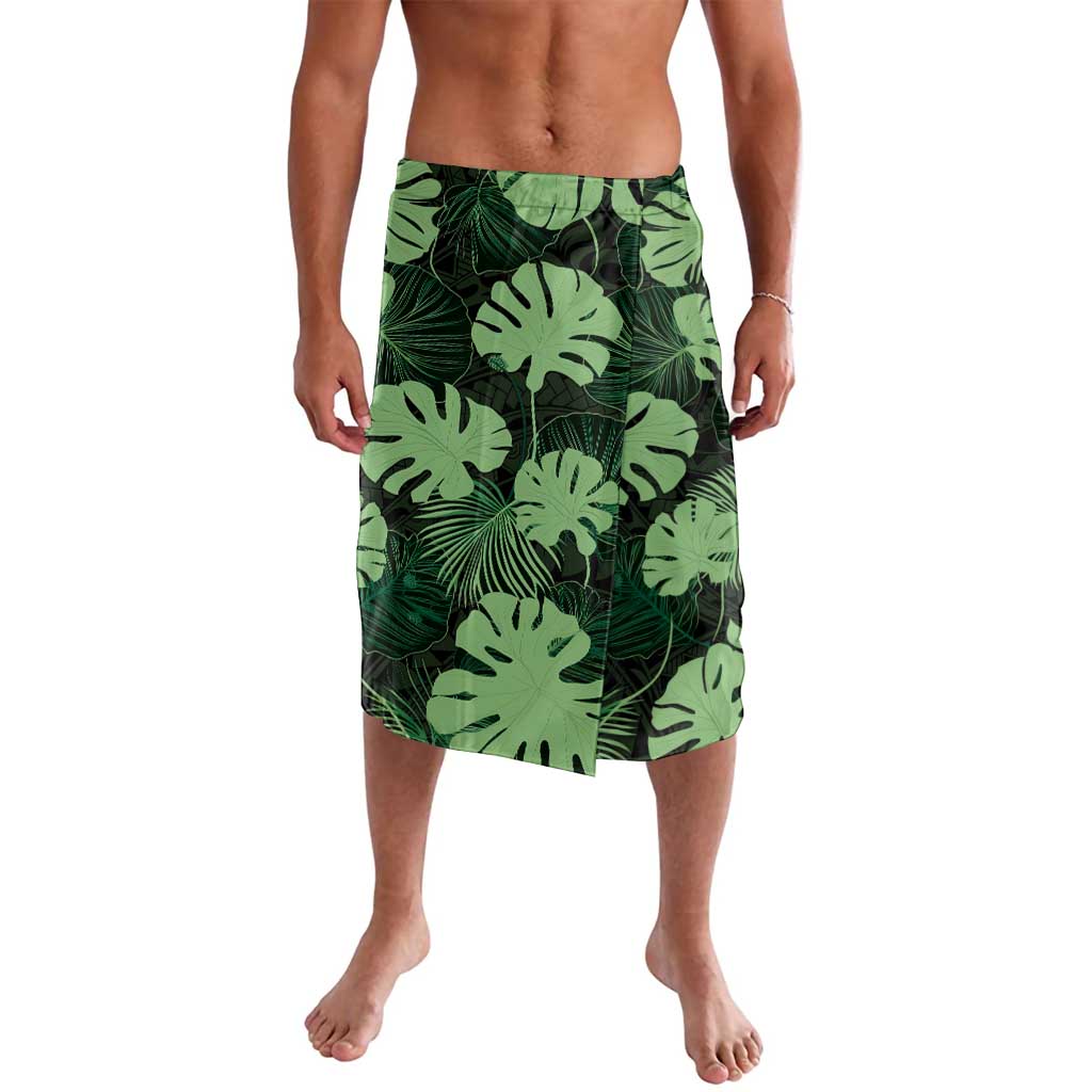 Green Hawaii Kukui Nut Lei Lavalava Hawaiian Pattern Monstera Tropical Vibes LT14 Green - Polynesian Pride