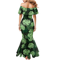 Green Hawaii Kukui Nut Lei Mermaid Dress Hawaiian Pattern Monstera Tropical Vibes LT14 - Polynesian Pride