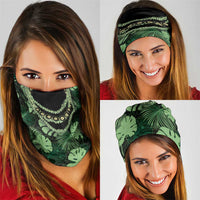 Green Hawaii Kukui Nut Lei Neck Gaiter Hawaiian Pattern Monstera Tropical Vibes LT14 - Polynesian Pride