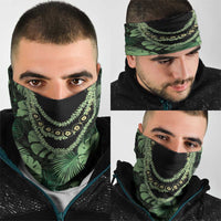 Green Hawaii Kukui Nut Lei Neck Gaiter Hawaiian Pattern Monstera Tropical Vibes LT14 - Polynesian Pride