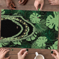 Green Hawaii Kukui Nut Lei Puzzle Hawaiian Pattern Monstera Tropical Vibes LT14 - Polynesian Pride