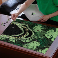 Green Hawaii Kukui Nut Lei Puzzle Hawaiian Pattern Monstera Tropical Vibes LT14 - Polynesian Pride