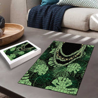 Green Hawaii Kukui Nut Lei Puzzle Hawaiian Pattern Monstera Tropical Vibes LT14 - Polynesian Pride