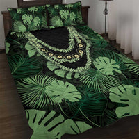 Green Hawaii Kukui Nut Lei Quilt Bed Set Hawaiian Pattern Monstera Tropical Vibes LT14 Green - Polynesian Pride