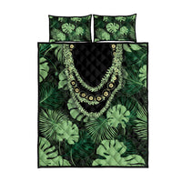 Green Hawaii Kukui Nut Lei Quilt Bed Set Hawaiian Pattern Monstera Tropical Vibes LT14 - Polynesian Pride