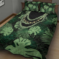 Green Hawaii Kukui Nut Lei Quilt Bed Set Hawaiian Pattern Monstera Tropical Vibes LT14 - Polynesian Pride