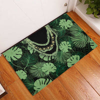 Green Hawaii Kukui Nut Lei Rubber Doormat Hawaiian Pattern Monstera Tropical Vibes LT14 - Polynesian Pride