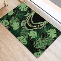 Green Hawaii Kukui Nut Lei Rubber Doormat Hawaiian Pattern Monstera Tropical Vibes LT14 - Polynesian Pride