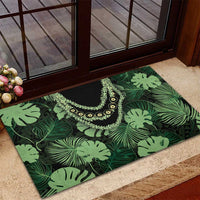 Green Hawaii Kukui Nut Lei Rubber Doormat Hawaiian Pattern Monstera Tropical Vibes LT14 - Polynesian Pride