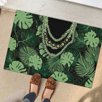 Green Hawaii Kukui Nut Lei Rubber Doormat Hawaiian Pattern Monstera Tropical Vibes LT14 - Polynesian Pride