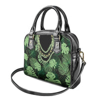 Green Hawaii Kukui Nut Lei Shoulder Handbag Hawaiian Pattern Monstera Tropical Vibes LT14 - Polynesian Pride