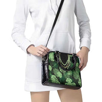 Green Hawaii Kukui Nut Lei Shoulder Handbag Hawaiian Pattern Monstera Tropical Vibes LT14 - Polynesian Pride