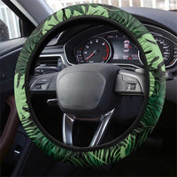 Green Hawaii Kukui Nut Lei Steering Wheel Cover Hawaiian Pattern Monstera Tropical Vibes LT14 - Polynesian Pride