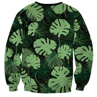 Green Hawaii Kukui Nut Lei Sweatshirt Hawaiian Pattern Monstera Tropical Vibes LT14 - Polynesian Pride