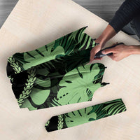 Green Hawaii Kukui Nut Lei Umbrella Hawaiian Pattern Monstera Tropical Vibes LT14 - Polynesian Pride