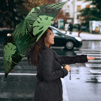 Green Hawaii Kukui Nut Lei Umbrella Hawaiian Pattern Monstera Tropical Vibes LT14 - Polynesian Pride