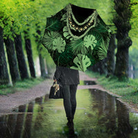 Green Hawaii Kukui Nut Lei Umbrella Hawaiian Pattern Monstera Tropical Vibes LT14 - Polynesian Pride