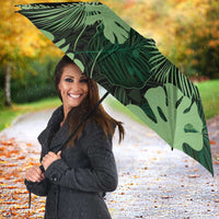 Green Hawaii Kukui Nut Lei Umbrella Hawaiian Pattern Monstera Tropical Vibes LT14 - Polynesian Pride