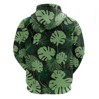 Green Hawaii Kukui Nut Lei Zip Hoodie Hawaiian Pattern Monstera Tropical Vibes LT14 - Polynesian Pride